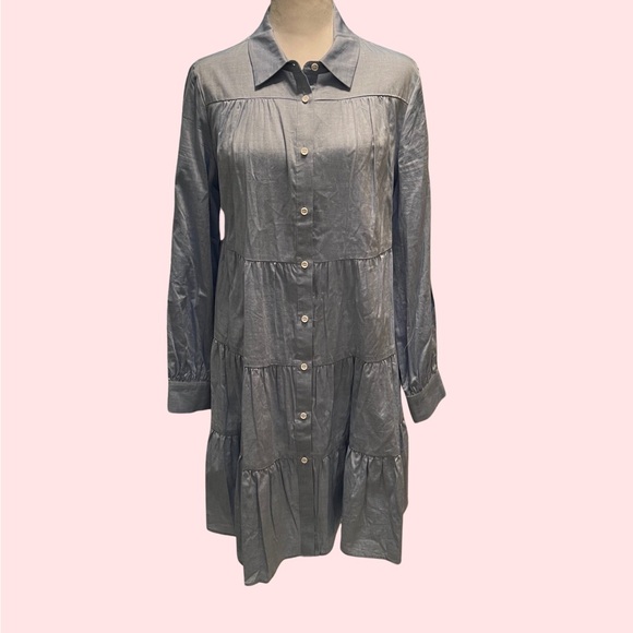 Eliza J NWT Long Sleeve Tiered Shirtdress size 10 - Picture 5 of 9